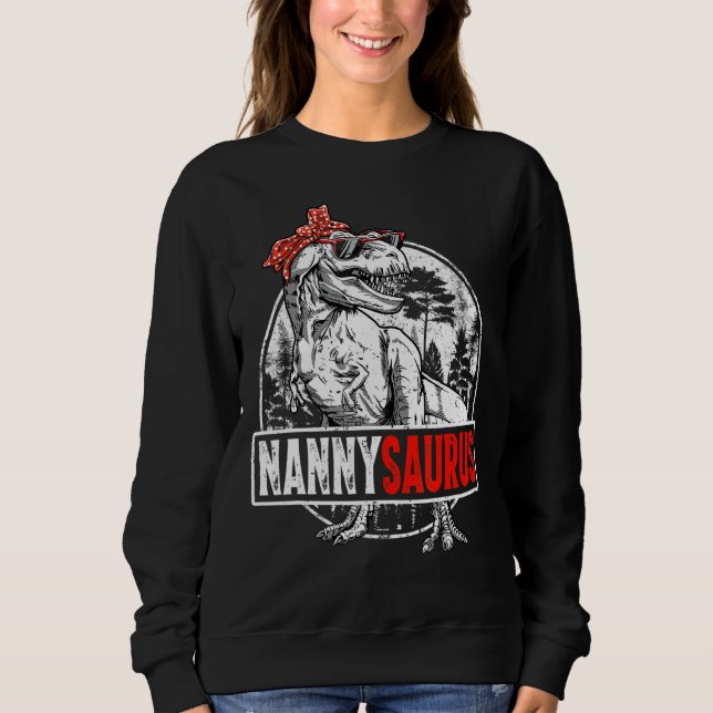Sudadera Nannysaurus Rex Dinosaurios Bandana Saurus Mamáes  (Anverso)