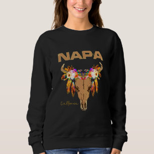 Sudadera Napa California Wine Country Boho Skull Wildflower