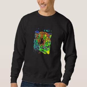 Sudadera Naranja azul de arte pop Tigre amarillo verde