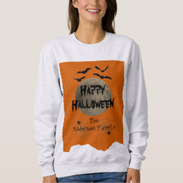 Sudadera Naranja Black Spooky bats Halloween feliz moderno