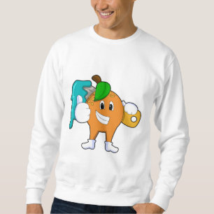 Sudadera Naranja como pintador con pincel de pintura
