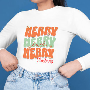 Sudadera naranja de Retro Groovy 1960 Feliz Navidad Boho No