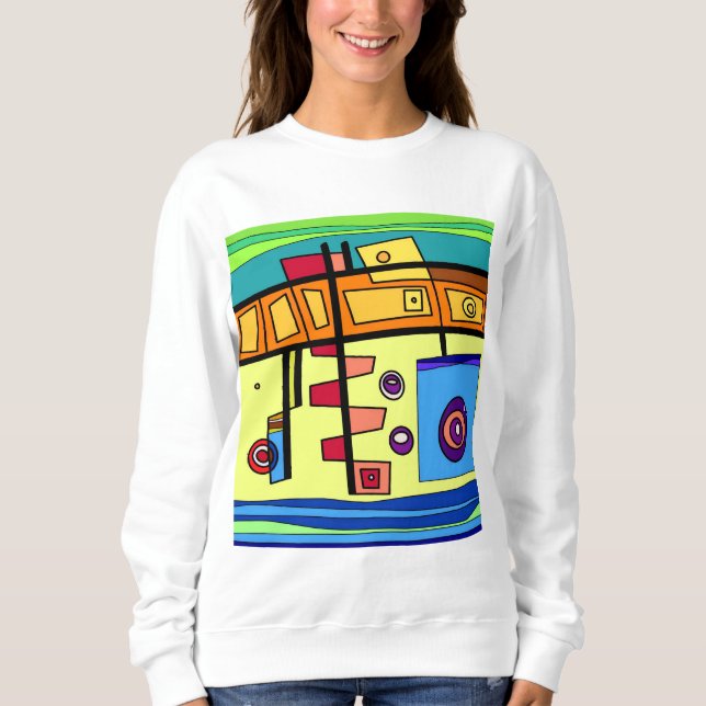 Sudadera Naranja de vida submarina verde azul amarillo (Anverso)