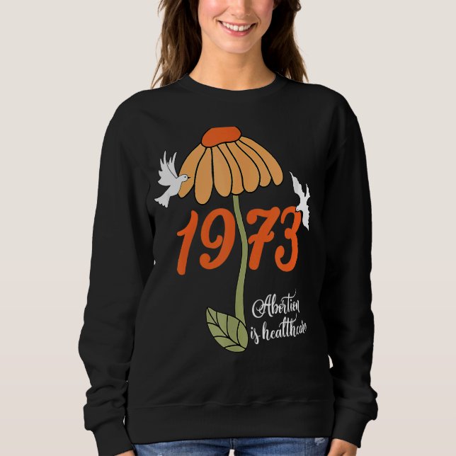 Sudadera Naranja Flor 70 Aborto retro es salud (Anverso)