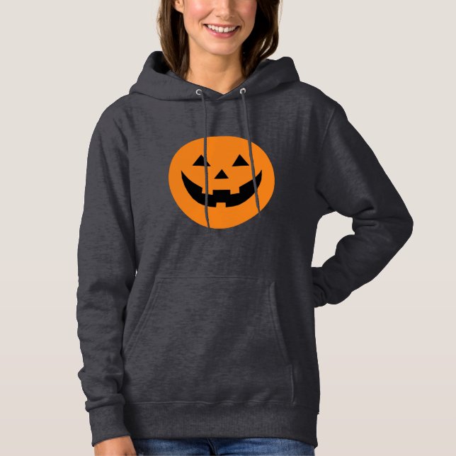 Sudadera Naranja lindo Jack o linterna cara de calabaza Hal (Anverso)
