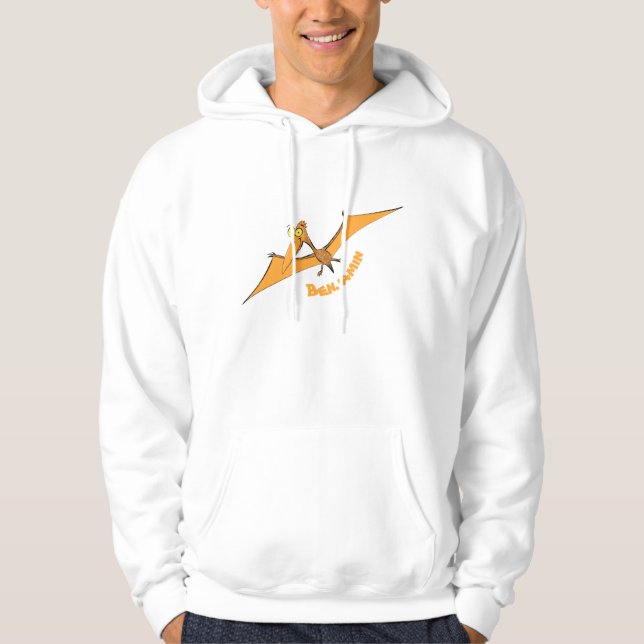 Sudadera Naranja lindo y gracioso personalizado pterodáctil (Anverso)