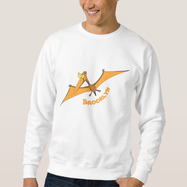 Sudadera Naranja lindo y gracioso personalizado pterodáctil (Anverso)