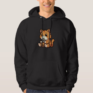 Sudadera Naranja Tabby Cat Bubble Tea Mascota Funny Boba