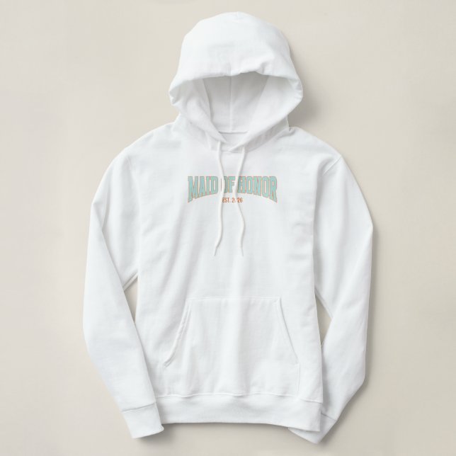 Sudadera Naranja + Verde Agua Brillo Falso Varsity DAMA DE  (Diseño del anverso)
