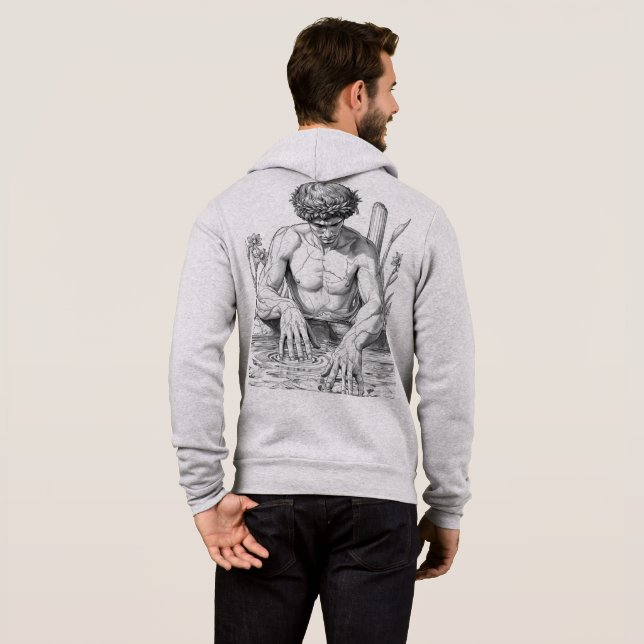 Sudadera Narcissus Myth Minimalist Line Art Hoodie (Reverso completo)