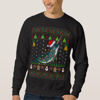 Sudadera Narwhal Fish Lover Navidad Santa Hat Narwhal Feo C