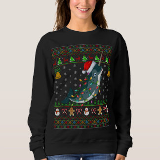 Sudadera Narwhal Fish Lover Navidad Santa Hat Narwhal Feo C