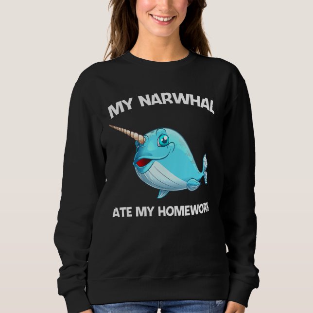 Sudadera Narwhal Para Niños Chica Mar Peces De Ballena (Anverso)
