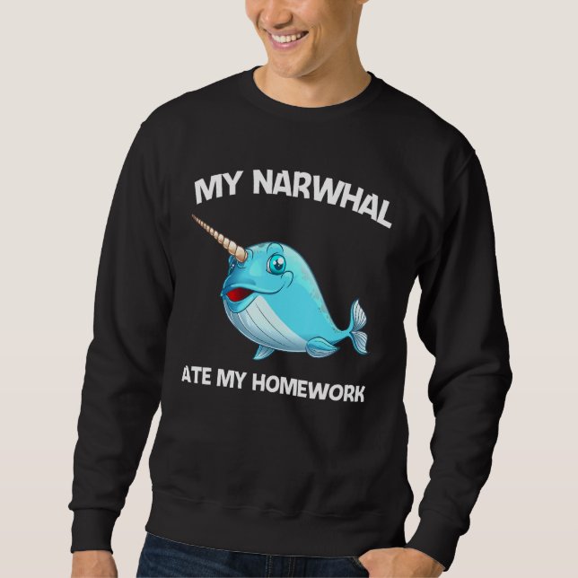 Sudadera Narwhal Para Niños Chica Mar Peces De Ballena (Anverso)