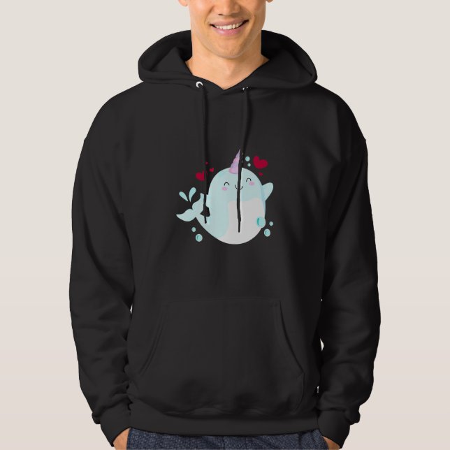 Sudadera Narwhal Unicorn Love Heart Narwhale Sea Animals Fi (Anverso)