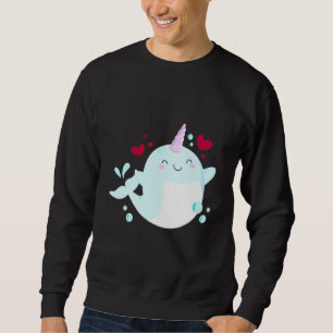 Sudadera Narwhal Unicorn Love Heart Narwhale Sea Animals Fi