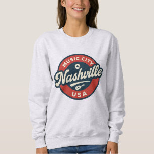 Sudadera Nashville Music City Estados Unidos Insignia Retro