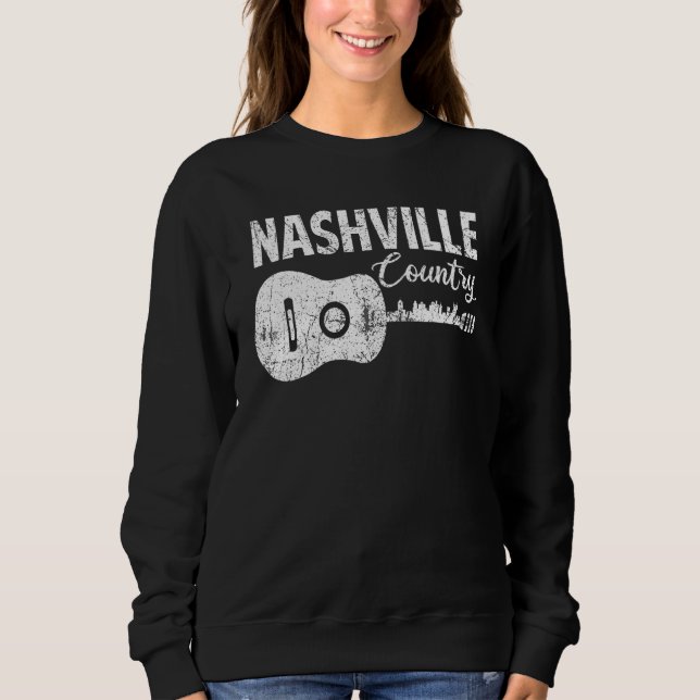 Sudadera Nashville Skyline Tennessee Country Music Guitar P (Anverso)