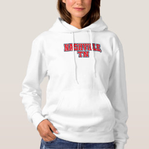 Sudadera Nashville TN Bold Block Letter Design - Blanco Roj