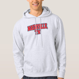 Sudadera Nashville TN Bold Block Letter Design - Blanco Roj