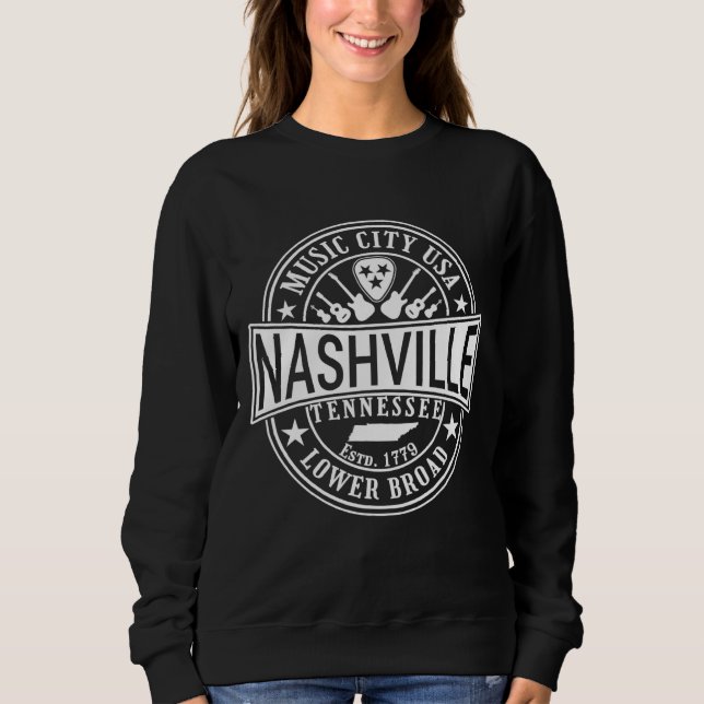 Sudadera Nashville Tn Music City Usa Lower Broadway Est 177 (Anverso)