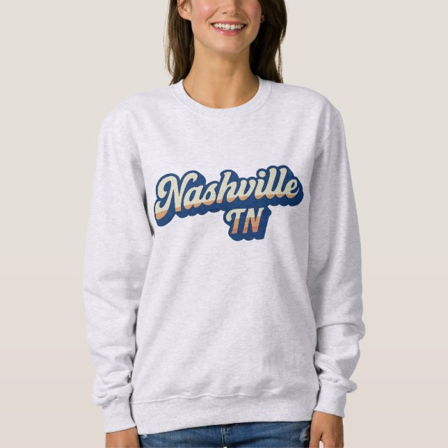 Sudadera Nashville TN Retro Sunset Script Design - Vintage (Anverso)