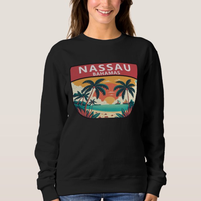 Sudadera Nassau Bahamas Retro Illustrated Ocean Vintage (Anverso)