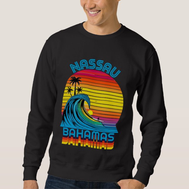 Sudadera Nassau Bahamas Retro Throwback Surf & Beach Souven (Anverso)