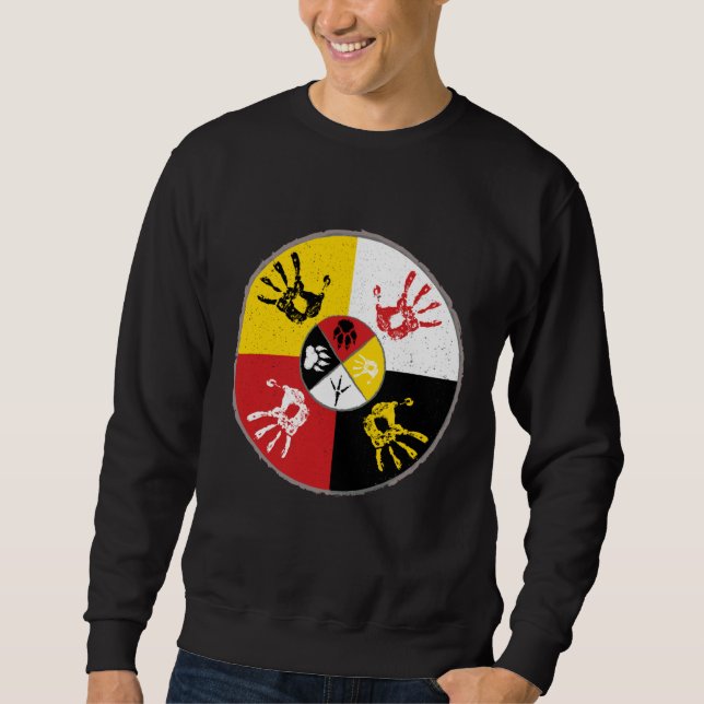 Sudadera Native Americans Medicine Wheel MMIW Hand (Anverso)