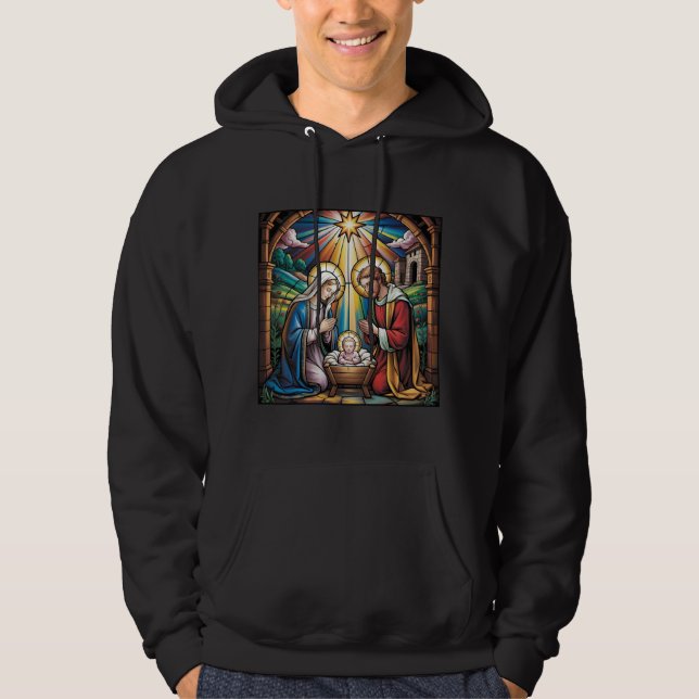 Sudadera Nativity Stained Glass Art – Holy Family Christmas (Anverso)