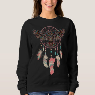 Sudadera Nativo americano Dreamcatcher Owl Boho Tribal Illu