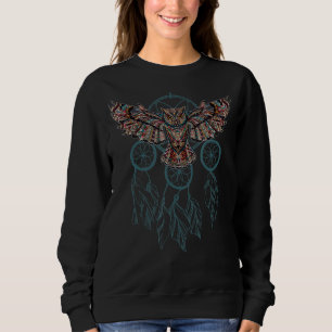 Sudadera Nativo americano Dreamcatcher Owl Boho Tribal Illu
