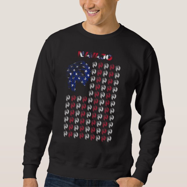 Sudadera Nativo Navajo Indio Jefe Indio Usa Bandera 4J (Anverso)