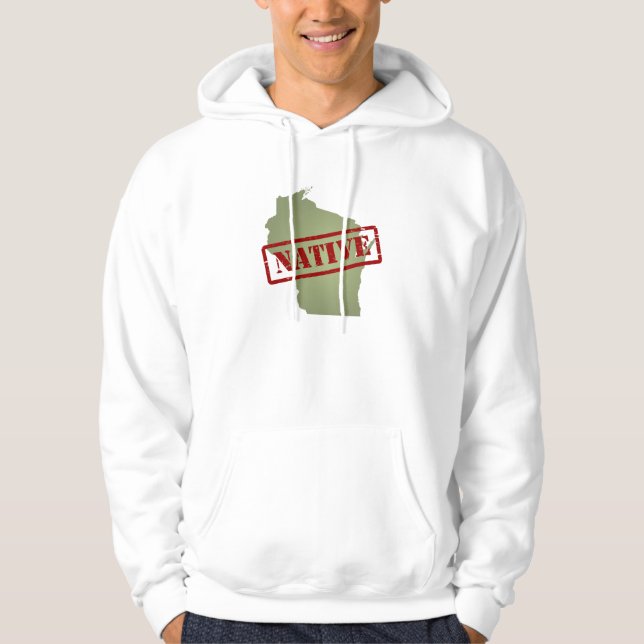 Sudadera Natural de Wisconsin con el mapa de Wisconsin (Anverso)