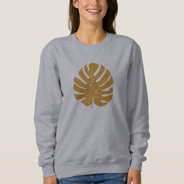 Sudadera Naturaleza de la hoja de Monstera dibujada en amar (Anverso)
