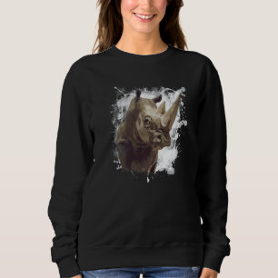 Sudadera Naturaleza de vida silvestre rinoceronte acuarela 