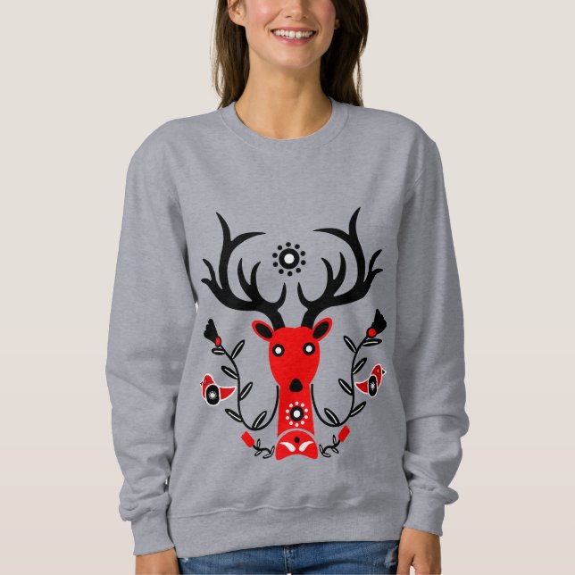 Sudadera Naturaleza escandinava Cabeza de ciervo Art T-Shir (Anverso)