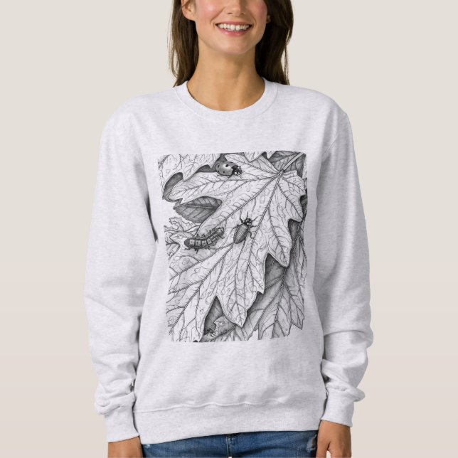 Sudadera Nature Sketch: Garden Leaves and Insects Hoodie (Anverso)