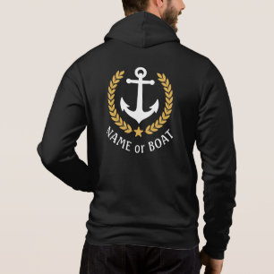 Sudadera Nautical Anchor Bote Name Gold Laurel Black Zip