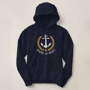 Sudadera Nautical Anchor Nautical Bote Name Gold Laurel Pul
