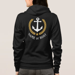 Sudadera Nautical Anchor nombre barco Laurel de oro Black Z