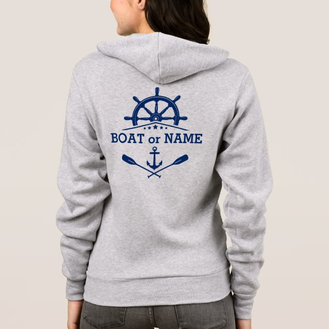 Sudadera Nautical Anchor Oars Ships Whem Helm Boat Name (Reverso)