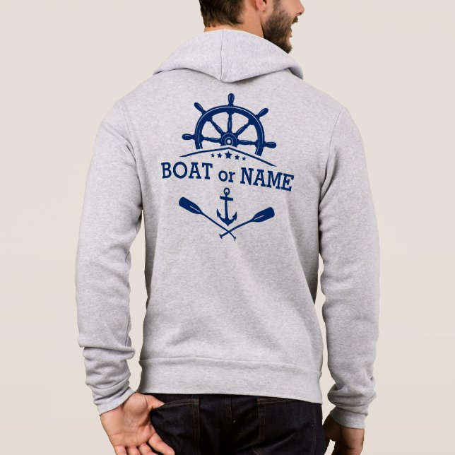 Sudadera Nautical Anchor Oars Ships Whem Helm Boat Name (Reverso)