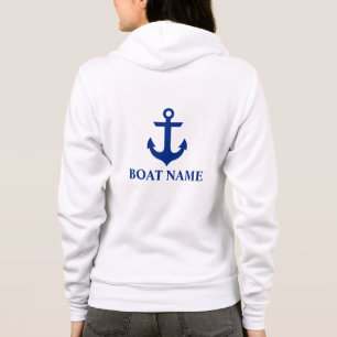 Sudadera Nautical Boat Name Anchor White W Hoodie