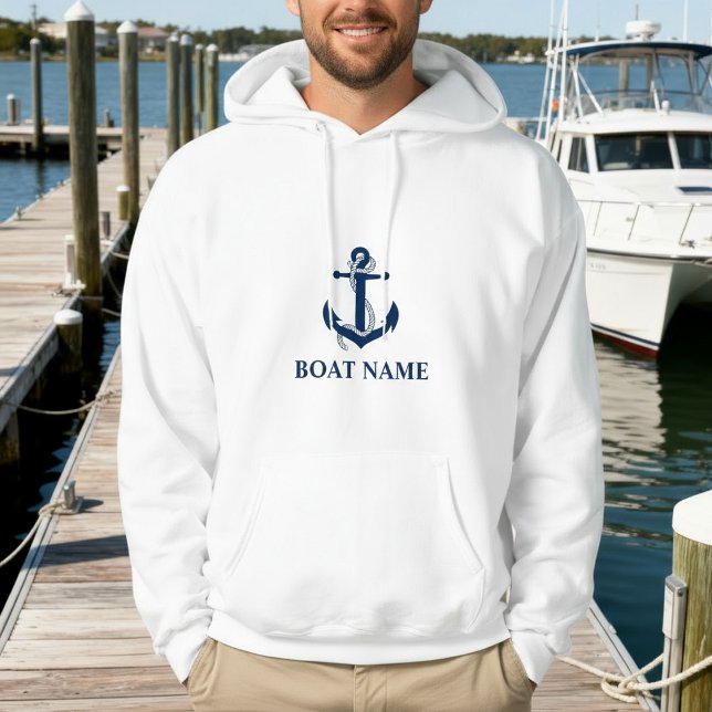 Sudadera Nautical Bote Name Anchor Rope (Customize to change text size or text style.)