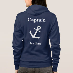 Sudadera Nautical Dark Blue and White Captain & Boat Name