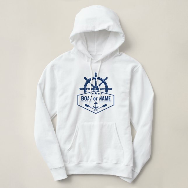 Sudadera Nautico Ancla Oars Rueda del buque Helm Bote o Nom (Diseño del anverso)