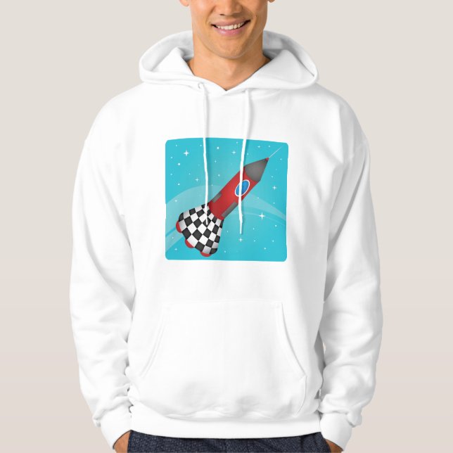 Sudadera Nave espacial retro roja en el espacio galáctico (Anverso)