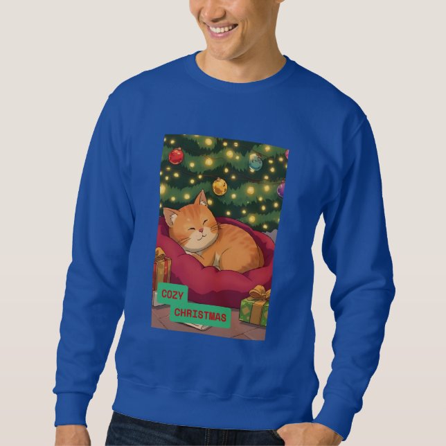 Sudadera Navidad acogedora con un gato naranja (Anverso)