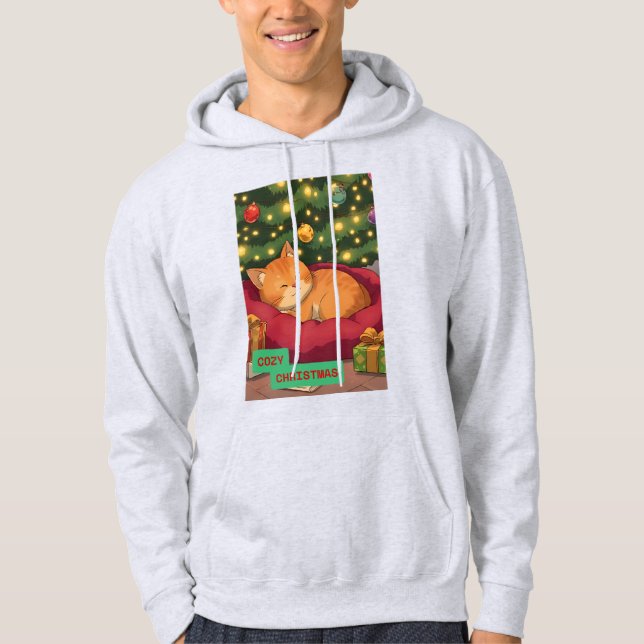 Sudadera Navidad acogedora con un gato naranja (Anverso)